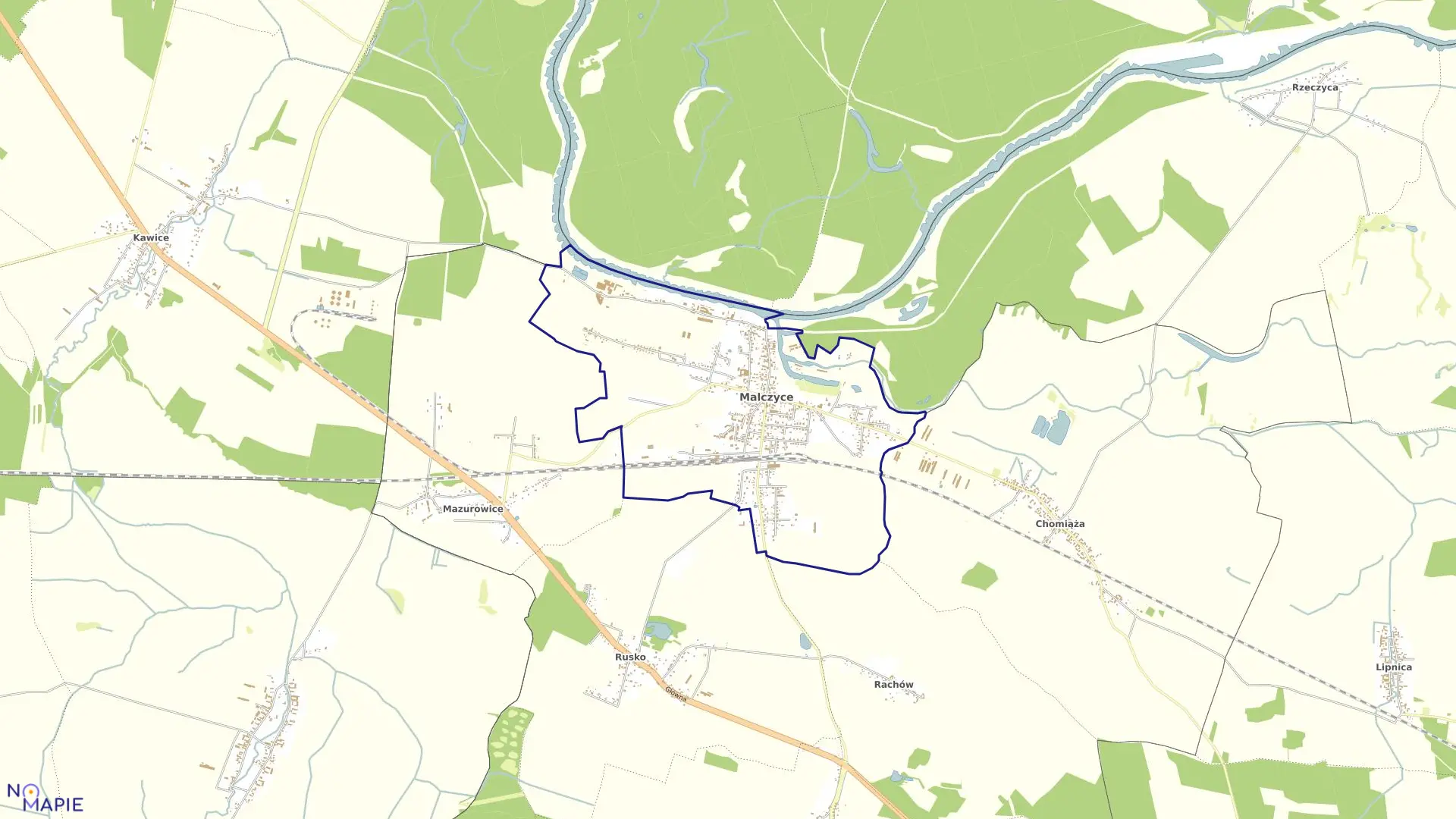 Mapa obrębu Malczyce w gminie Malczyce
